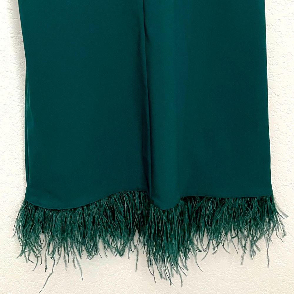 Aidan By Aidan Mattox Halter Swing Faux Feather Trim Cocktail Dress - Picture 8 of 11